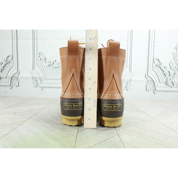 LL Bean 8" Insulated Brown Leather Lace up Ankle Duck Boots Size 8 M - Picture 7 of 9